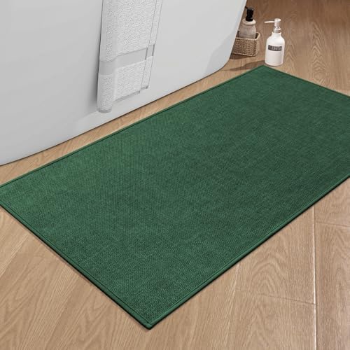 chakme Bathroom Rugs Mat 47x25, Ultra Thin Non Slip Bath Mat Large Quick Dry Absorbent Bath Mat for Bathroom Floor, (Green, 47"x25") by CHAKME