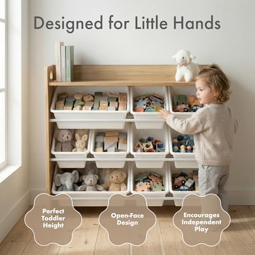 Humble Crew Kids Toy Organizer with Display Shelf, 9 Bins, 3 Tier Storage - Image 3