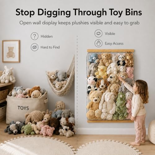Stuffed Animal Storage Holder, Elastic Stuffed Animal Net,Door/Wall Mount Length Adjustable Hanging Stuffed Animal Organizer, Plushie Net for Nursery Play Room-Origin Boards Patent - Image 6