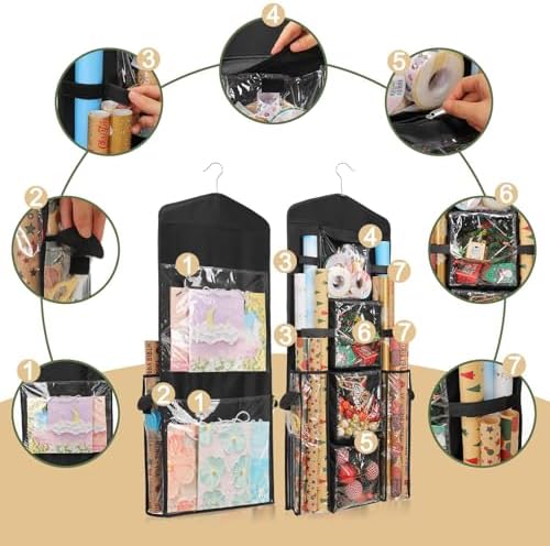 EXLIFBAG Wrapping Paper Storage, Double-Sided Hanging Storage, Black - Image 3