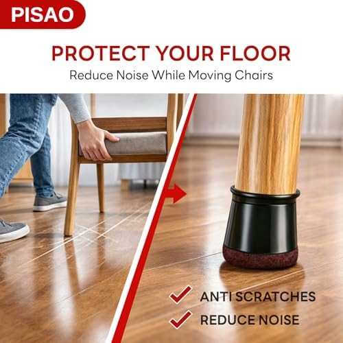PISAO 24 Pcs Chair Leg Floor Protectors Caps Cover Pad for Hardwood Floors - Image 2
