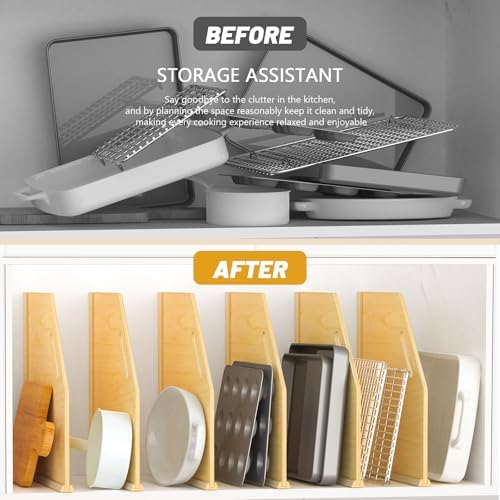 6 Pack Wood Tray Dividers Organizer For Kitchen Cabinet - Image 2