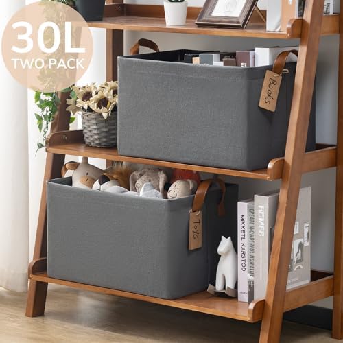 CHICVITA 30L Large Fabric Closet Bins for Shelves, 2Pack, Grey - Image 5