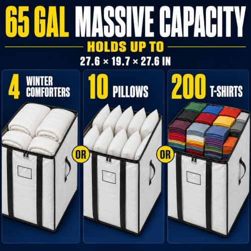 Moving Bags, 6 Pack, 65 Gallon Extra Large Heavy Duty Storage Bags - Image 3