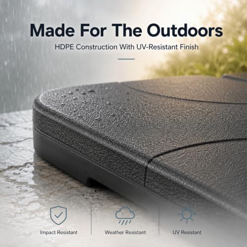 4 Pack Square Offset Cantilever Umbrella Base, Heavy Duty Water Sand Fillable Stand Supports Up to 176 Lbs, Stable Outdoor Holder for Patio Backyard Shades, Black - Image 5