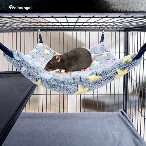 Niteangel Hanging Hammock Nap Sack Swing Bag Pet Sleeper for Ferret Rat Sugar Glider and Other Small Animals (Cream, Star) - Image 5