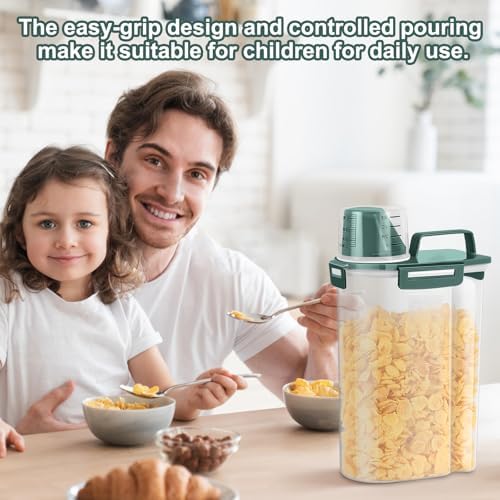 TBMax Rice Storage Container 3 to 5 Lbs - Small Pet Dog Cat Food Container Dispenser with Easy Pouring Spout & Cup, Portable Cereal Container for Small Spaces, Travel, or Daily Use -Dark Green - Image 4