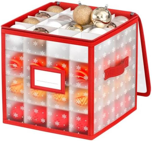 Christmas Ornament Storage Box, 64 Ball Container with Adjustable Dividers by Unknown