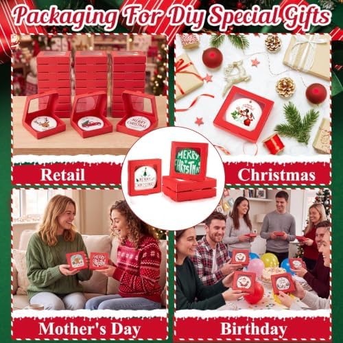Dunzoom 25 Pcs Christmas Sublimation Blanks Ornament Gift Box, Red - Image 4