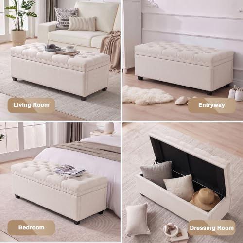 Mangodan 43 Inch Storage Ottoman, Tufted Ottoman with Storage - Image 4