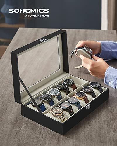 SONGMICS Watch Box, 12-Slot Watch Case with Large Glass Lid - Image 2