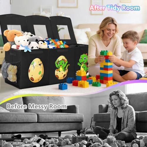 Livole Large Toy Box Collapsible Kids Toy Chest Bins with Lid & Divider - Image 6