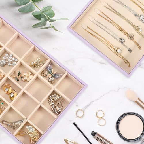 Voova Stackable Jewelry Organizer Tray with Lid (Set of 4, Lavender) - Image 2