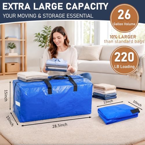 6 Pack Extra Large Moving Bags with Reinforced Handles for Dorm Room - Image 3