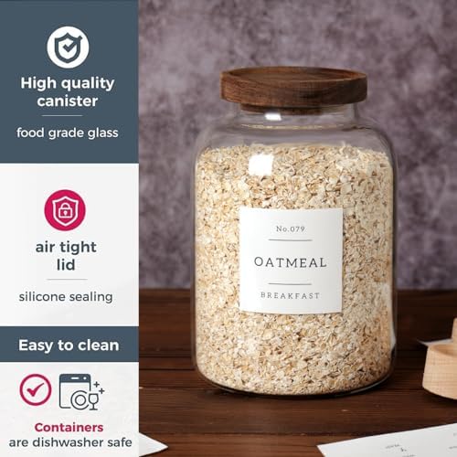 CZSZYGHBAO 2 PCS Large Glass Jar with Airtight Lid, Glass Food Storage Jars for Tea,Spice,Cereal, Egg,Flour,Coffee and More(70 FL OZ/2000 ml) - Image 6