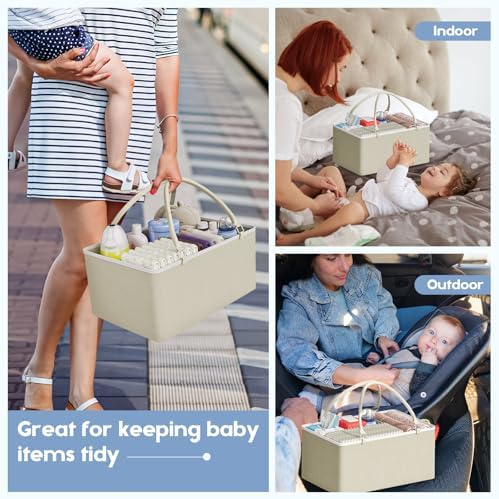 Cidaziya 2In1 Baby Diaper Caddy Organizers and Storage, 3 Tier Rolling Cart with Dividers and Drawers, Mobile Utility Cart Baby Dresser Clothes Organizer for Changing Table, Crib Nursery, Bedroom - Image 5