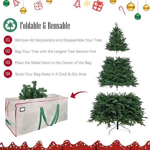 Cosy Family 7.5 ft Christmas Tree Storage Bag - Durable Heavy Duty Extra Large Artificial Xmas Holiday Tree Bag with Reinforced Handles and Dual Zippers Wide Opening - Clear - Image 3