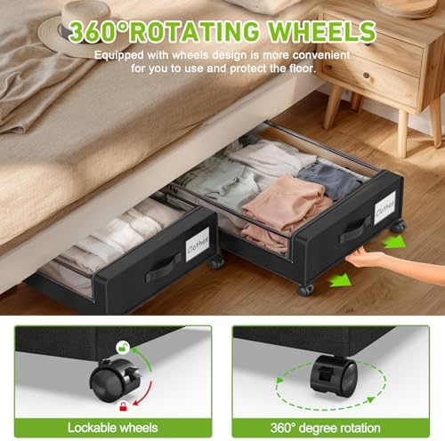 Beborxue Under Bed Storage with Wheels, 4-Pack (Gray) - Image 3