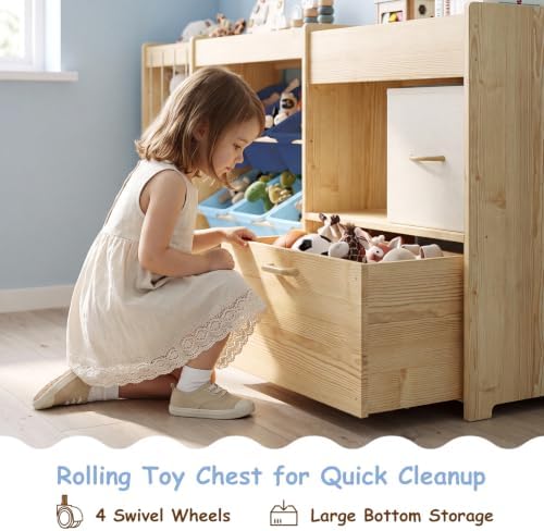 EXPERLAM 5-in-1 Toy Organizer, Plush Holder, 9 Blue Bins, Toy Chest - Image 4