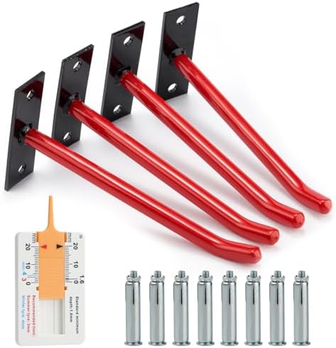 Sinoer 10 Inch Wall Mount Steel Tire Hooks, 4 Pack Red by Sinoer