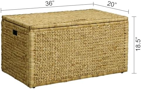 eHemco Water Hyacinth Blanket Storage Trunk, Natural, 36 x 20 x 18.5 - Image 5