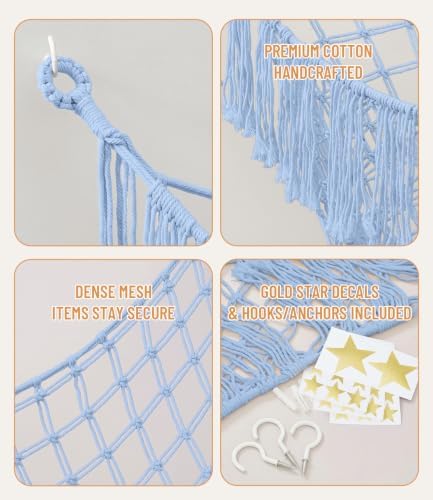 Lare Stuffed Animal Storage Hammock Corner Net - 45" W x 45" H (Light blue) - Image 2