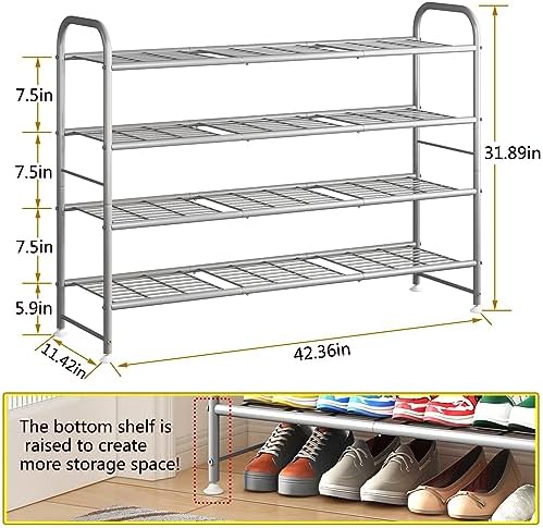LINZINAR 4 Tier Long Shoe Rack for Closet Metal Shoe Organizer for Entryway - Image 3