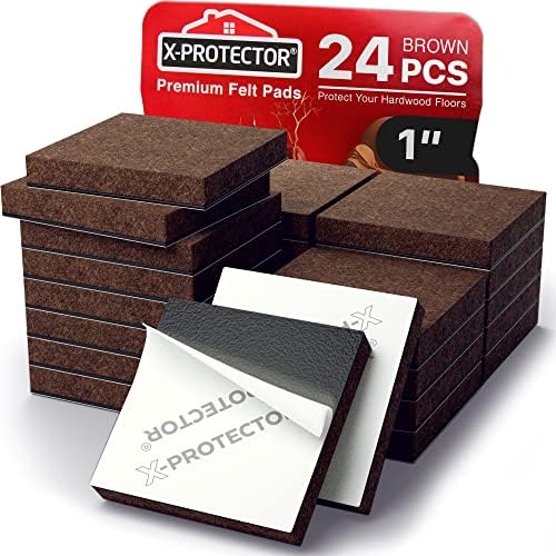 24 Felt Furniture Pads 1” 1/4” Thick X-Protector! Square Felt Pad by X-Protector