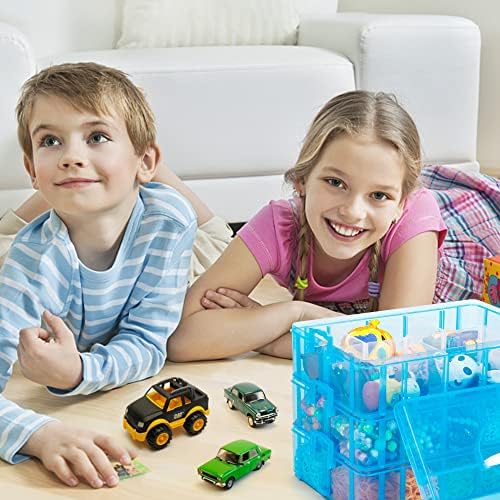 INSCRAFT 7 Layers Stackable Storage Container, 70 Adjustable Compartments (Blue) Stackable Storage Container, Perfect for Kids Toys, Art Crafts, Jewelry, Supplies, Mini Case & Letter Sticker Included - Image 6