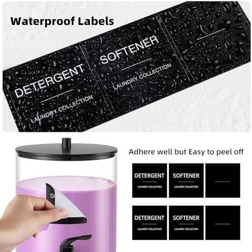 Glass Laundry Detergent Dispenser, 128 oz / 3.5L Fabric Softener Dispenser for Laundry Room Organization, Detergent Holder with Plastic Spigot (Black, 1 Pack) - Image 5