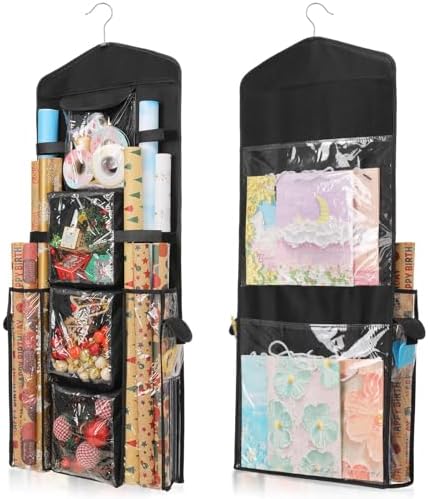 EXLIFBAG Wrapping Paper Storage, Double-Sided Hanging Storage, Black by EXLIFBAG