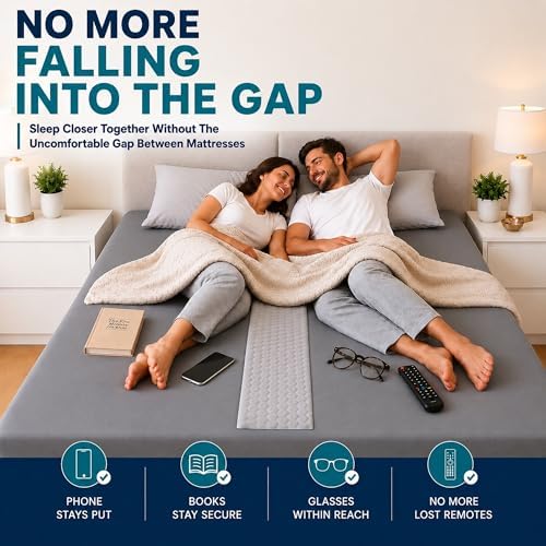 3-in-1 Split King Gap Filler for Adjustable Bed, Gray, 79"x79" - Image 5