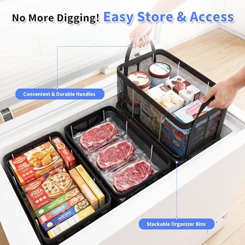 Aokeyee 4 Pack Large Deep Freezer Organizer Bins, with Handles - Image 5