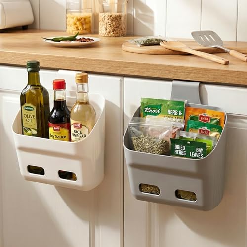 Eorbow 6 Pack Plastic Hanging Storage Basket, Over the Door Cabinet Shower Caddy, Stackable Kitchen Organizer Wall Mount with Detachable Hook, Shelf Bins with Draining Hole for Bathroom Pantry Closet - Image 7