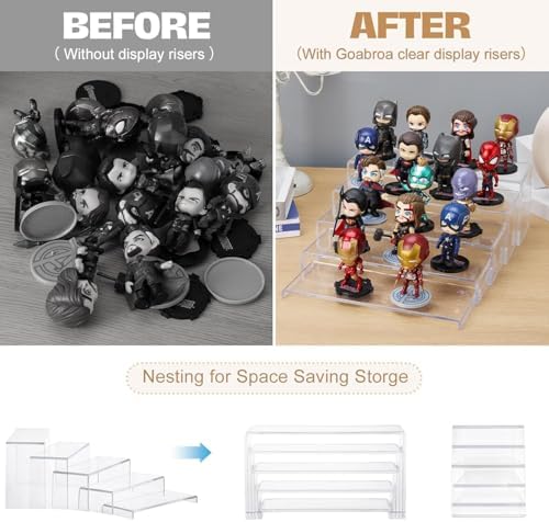 Goabroa Display Risers, Display Shelves, Riser for Decor, 10 Pcs(7~8 ~9" L) - Image 4