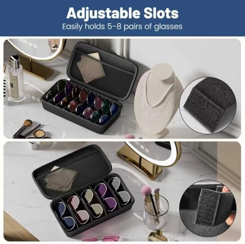 Travel Sunglasses Organizer​,​ Hard Shell​ Sunglass Case Adjustable Slots for Multiple ​Sunglass Eyeglass Case - Image 3