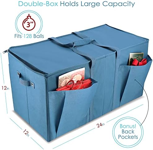 Hearth & Harbor Large Christmas Ornament Storage Box With Adjustable Dividers - Ornament Storage Container For 128 Holiday Ornaments or Decorations - Image 4