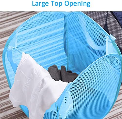 Larpur Pop up Laundry Hamper, Collapsible Laundry Basket, Portable Mesh Clothes Hamper for Home Room, College Dorm, Apartment, Foldable Hamper with Carry Handles, Sky Blue - Image 5