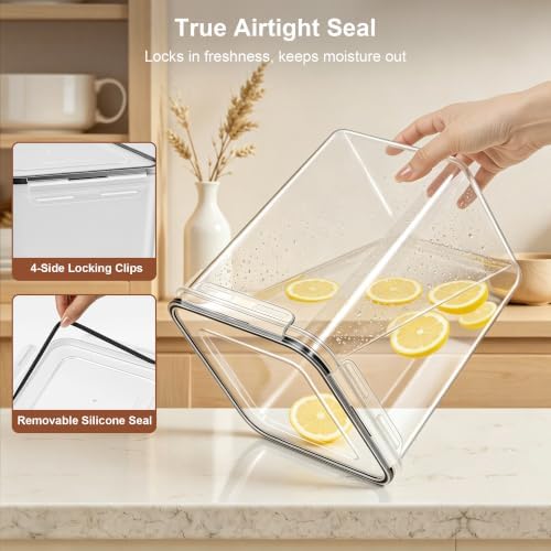 Airtight Flour Sugar Containers with Lids: 4 Pack for Pantry Food Storage - Image 5