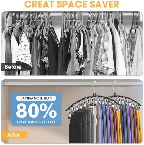 Upgrade 6 Pcs Skirt Pants Hangers with Clips, Metal Legging Organizer Black - Image 2