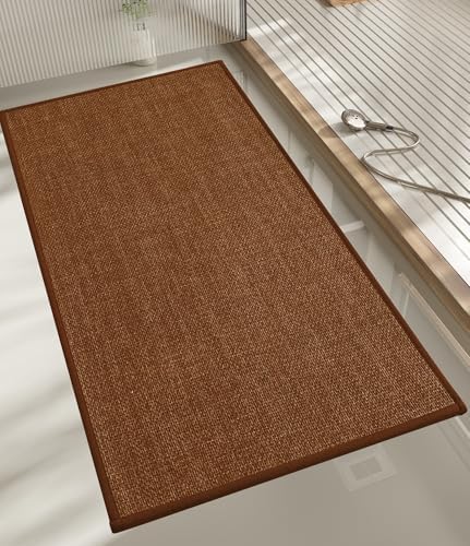 chakme Bathroom Rugs Mat 47x17, Ultra Thin Bath Rug Non Slip Runner Quick Dry Absorbent Bath Mat for Bathroom, (Rust, 47"x17") by CHAKME