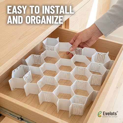 Evelots 8-Pack Honeycomb Drawer Organizers, 224 Cells, Expandable, White - Image 7