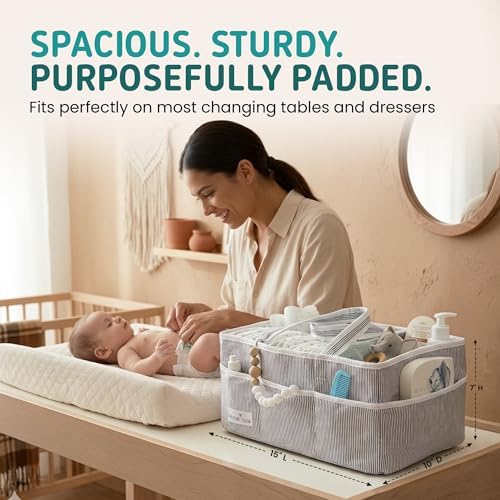 Lily Miles Baby Diaper Caddy Organizer - Large Tote Bag for Newborn essentials Boy or Girl - Baby Shower Basket - Nursery Must Haves - Registry Favorites - Newborn Caddie Car Organizer (Pack of 2) - Image 6