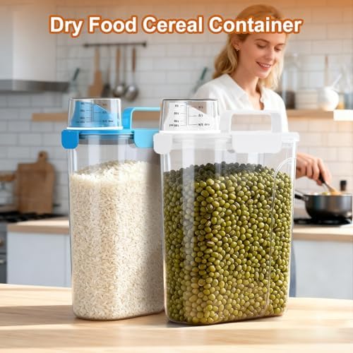 Uppetly Dog Cat Food Storage Container, 5-7Lbs Pet Food Containers, Airtight Cat Food Container with Portable Handle & Measuring Cup, Small Animal Dry Food Dispenser for Dogs, Cats and Birds White - Image 6