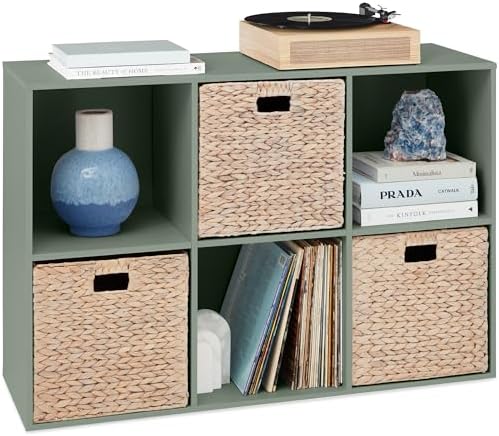 Best Choice Products Kids Bookcase 6-Cube Storage Organizer, 13.5in Shelf Opening, Bookshelf, Toy Storage, Customizable w/ 3 Removable Back Panels – Sage by BestChoiceProducts