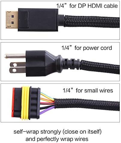 Alex Tech 10ft - 1/4 inch Cord Protector Wire Loom Tubing Cable Sleeve Split Sleeving For USB Cable Power Cord Audio Video Cable – Protect Cat From Chewing Cords - Black - Image 3
