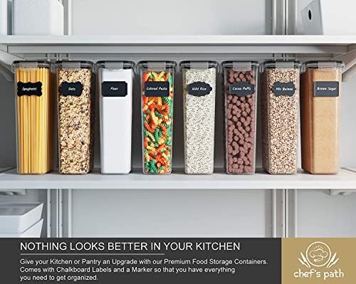 Chef's Path - Kitchen Storage Box Set - 8 Airtight Food Jars for Storing Spaghetti, Pasta, Flour, Cereals, Pet Food Preservation, BPA Free (3 quarts) - Image 4