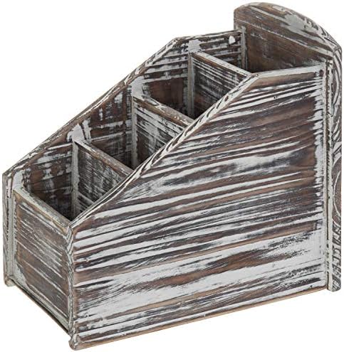 MyGift Torched Wood Remote Control Holder, 4-Compartment Tabletop Caddy - Image 7