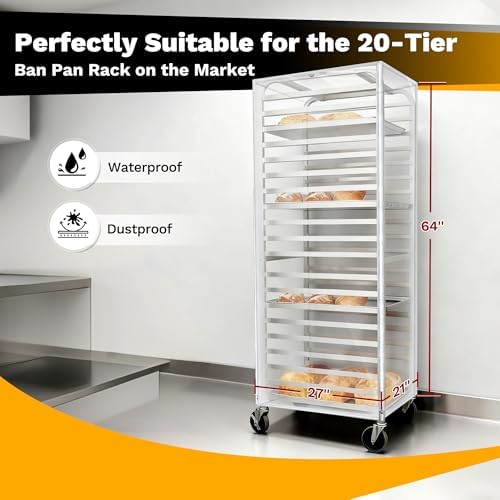 BIEAMA 20 Tier Full Size Bun Rack Cover, Commercial Bakers Racks Cover - Image 2