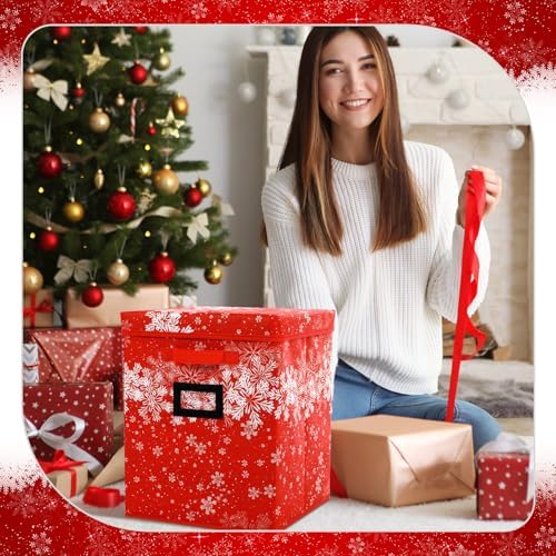2 Pack 16 Inch Large Christmas Nutcracker Storage Box Hold 18 Nutcrackers Figurine Collectible Storage Box for Holiday Decor Carolers Santa Figure or Nut Cracker Ornaments(Snowflake,Red) - Image 4
